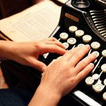 Emotional Connection**

Prompt: A close-up shot of a writer's hands typing on a vintage typewriter, illuminated by warm, inviting light. Focus on the writer's slightly furrowed brow and the hint of a smile playing on their lips. The background is softly blurred, showcasing a cozy Polish cafe setting with people engaging in heartfelt conversations. The overall mood should be authentic, warm, and relatable, emphasizing emotional honesty and the connection between writer and reader. Style: Impressionistic painting, soft focus.

**