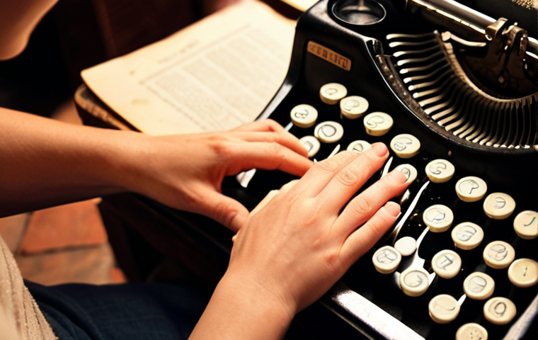 Emotional Connection**

Prompt: A close-up shot of a writer's hands typing on a vintage typewriter, illuminated by warm, inviting light. Focus on the writer's slightly furrowed brow and the hint of a smile playing on their lips. The background is softly blurred, showcasing a cozy Polish cafe setting with people engaging in heartfelt conversations. The overall mood should be authentic, warm, and relatable, emphasizing emotional honesty and the connection between writer and reader. Style: Impressionistic painting, soft focus.

**