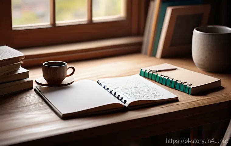 스토리텔러로서의 창의력 훈련 방법 - **Prompt:** A cozy, warmly lit home office or studio space. A young adult, with a genuine, gentle sm...