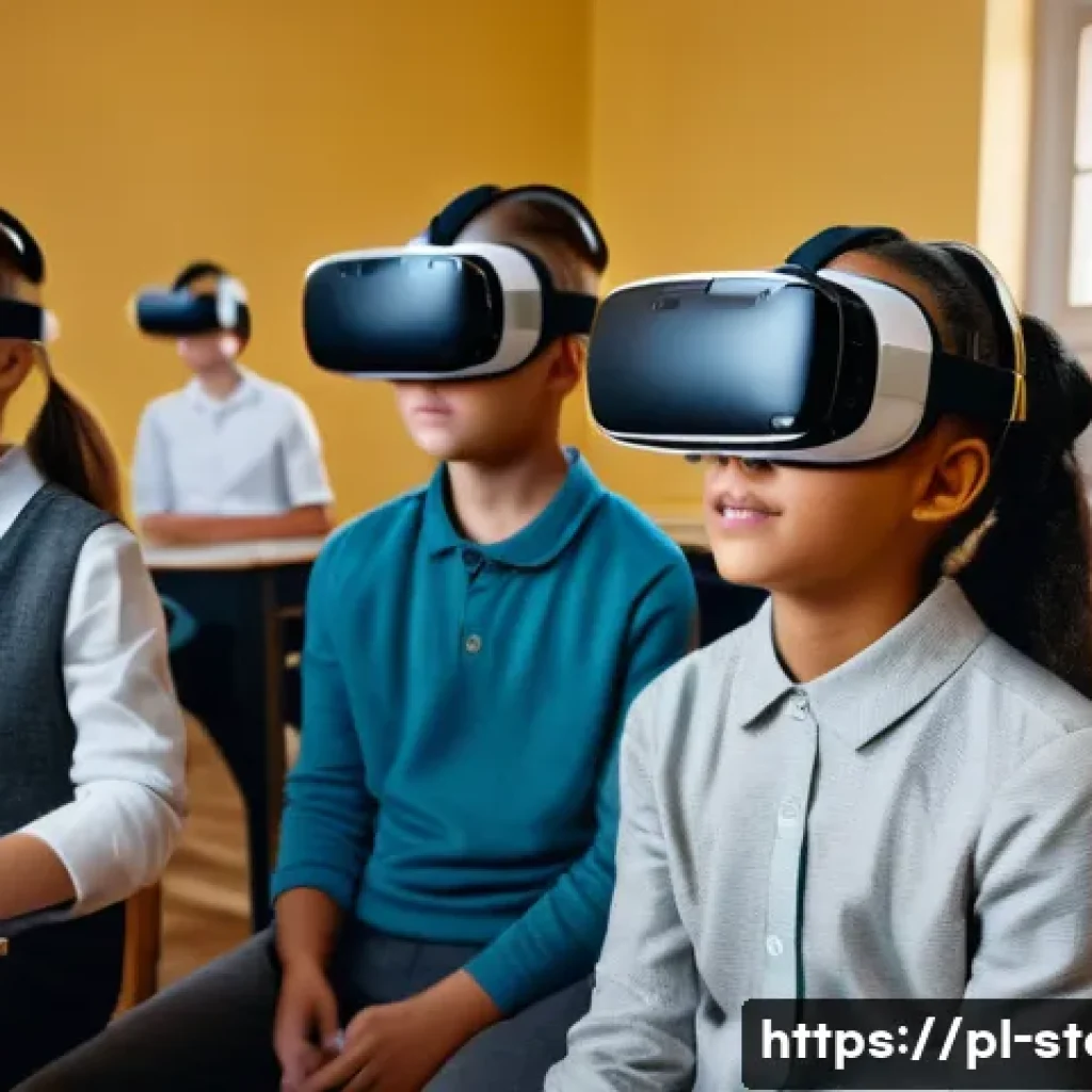스토리텔러가 주목해야 할 최신 기술 - A futuristic classroom scene in Warsaw, Poland, where students are using virtual reality headsets to...