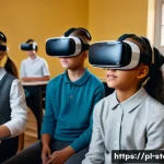 스토리텔러가 주목해야 할 최신 기술 - A futuristic classroom scene in Warsaw, Poland, where students are using virtual reality headsets to...