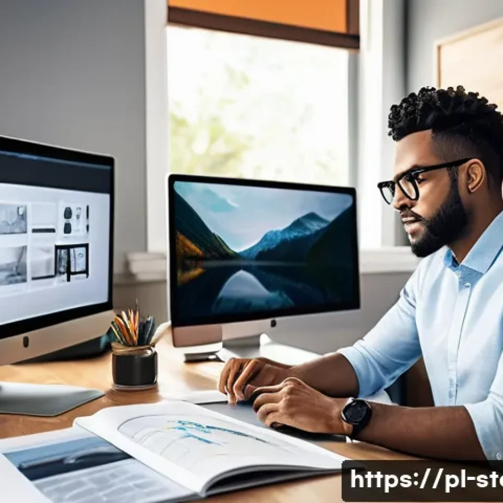 스토리텔러 관련 직업의 성장 전망과 기술적 요구 - A modern digital storyteller working in a sleek, bright home office filled with high-tech gadgets an...