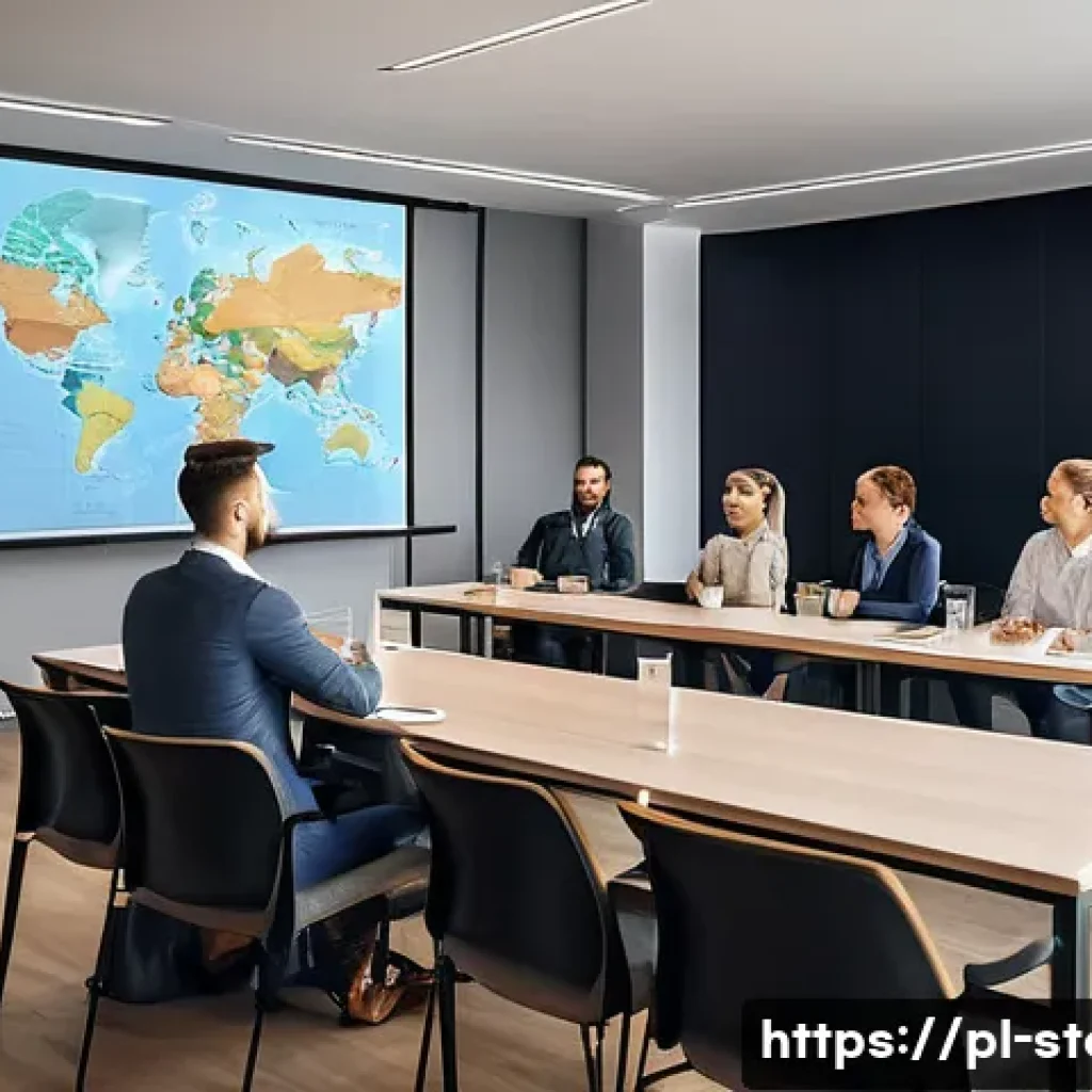 스토리텔러 자격증과 관련된 실무 사례 - A modern corporate training session in a bright, spacious conference room in Warsaw, Poland, featuri...
